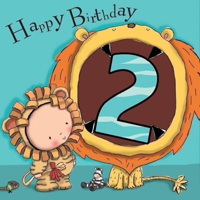 2nd Birthday Card Boys - Lion