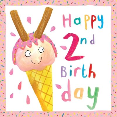 2nd Birthday Card Girl - Ice Cream