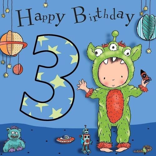3rd Birthday Card Boys - Monster