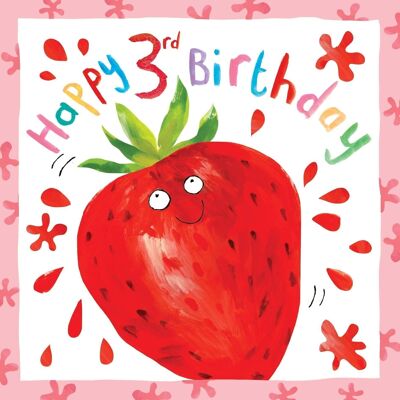 3rd Birthday Card Girl - Strawberry