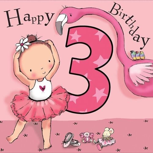 3rd Birthday Card Girls - Ballerina