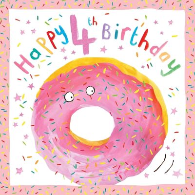 4th Birthday Card Girl - Doughnut