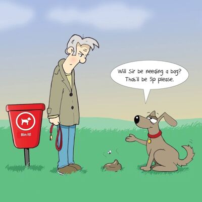 5p Bolsa - Tarjeta Perro Divertido