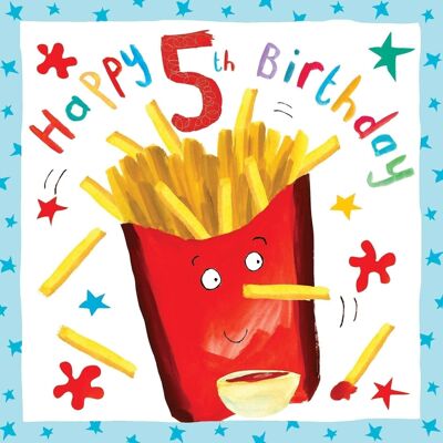Tarjeta de cumpleaños número 5 para niño - Papas fritas