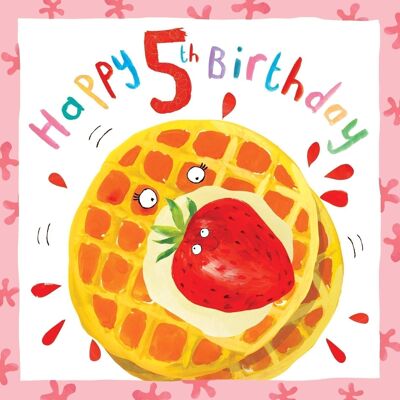 Tarjeta de cumpleaños número 5 para niña - Waffle