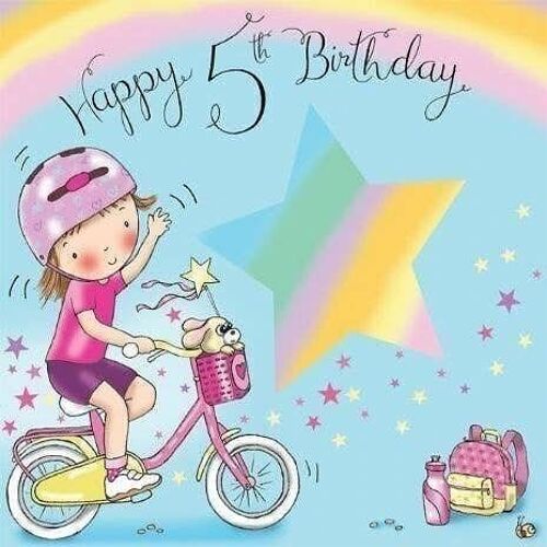 5th Birthday Card Girls - Bicycle