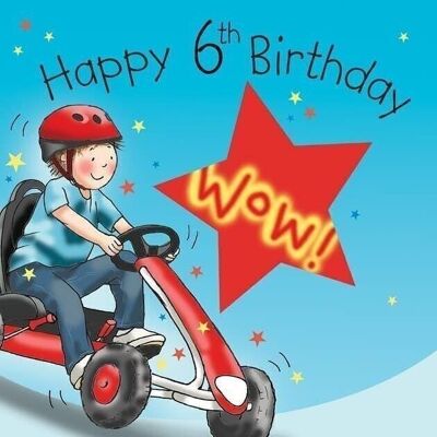 Carte 6e anniversaire garçons - Go Kart