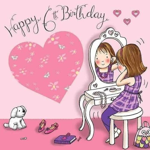 6th Birthday Card Girls - Dressing Table