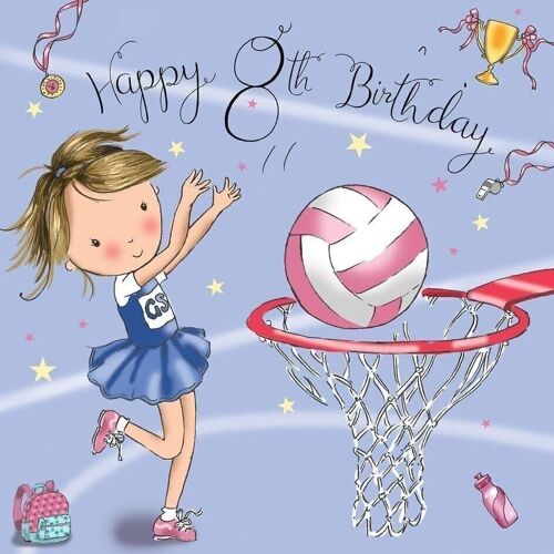 8th Birthday Card Girls - Netball