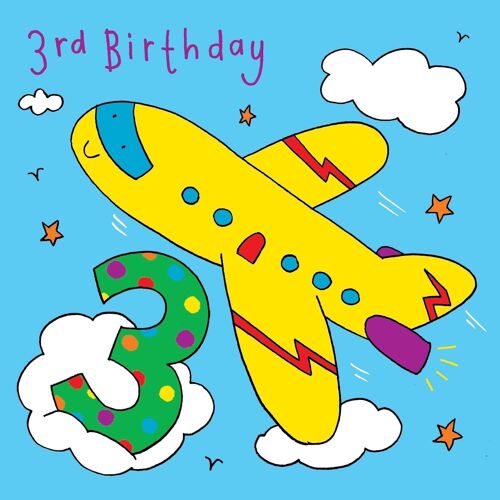 Aeroplane 3rd Birthday Card - Boys Birthday Card