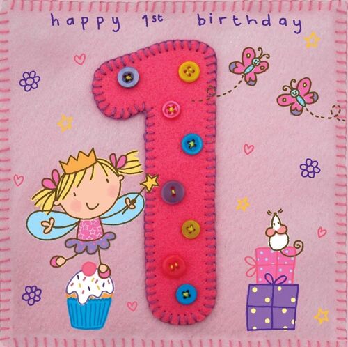 Age 1 Girls Birthday Card
