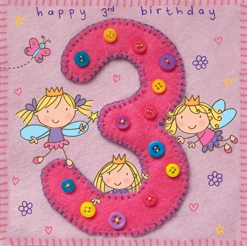 Age 3 Girls Birthday Card