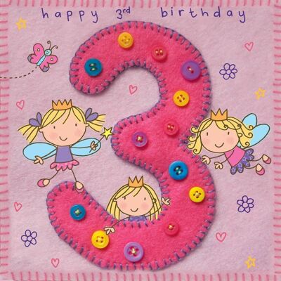 Age 3 Girls Birthday Card