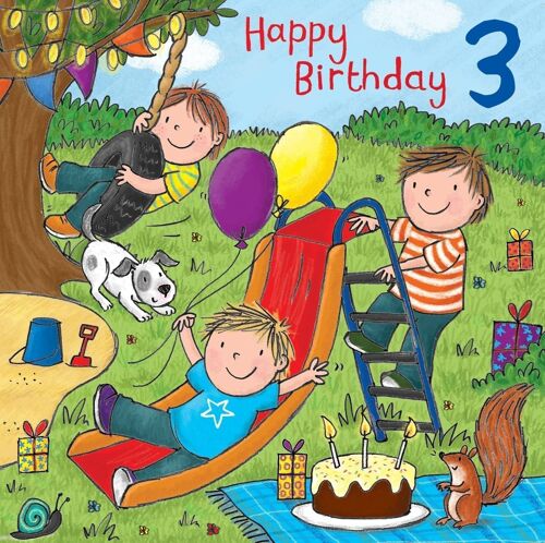 Age 3 Boys Birthday Card - Playground