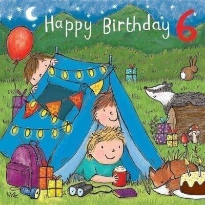 Age 6 Boys Birthday Card - Camping