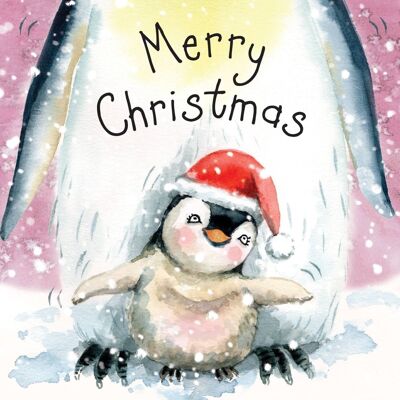 Bébé pingouin - jolie carte de Noël