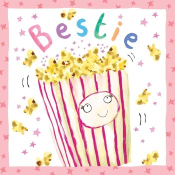 Carte d'anniversaire Bestie - Popcorn