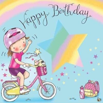 Tarjeta de feliz cumpleaños para bicicleta - Tarjeta de cumpleaños para niñas