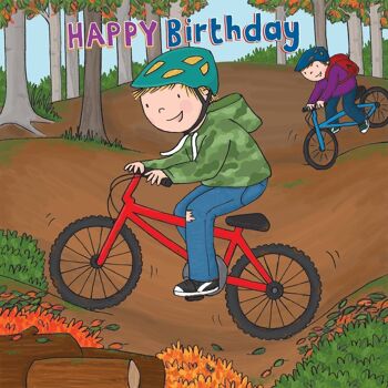 Faire du vélo - Carte d'anniversaire de garçons