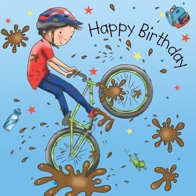 Biglietto di buon compleanno per bici BMX - Biglietto di compleanno per ragazzi