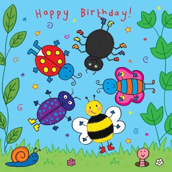 Carte d'anniversaire Bugs Spinner - Carte d'anniversaire pour enfants