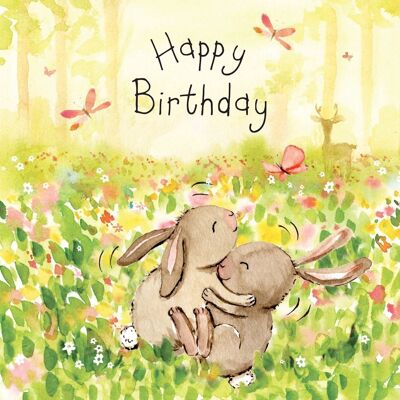 Carte joyeux anniversaire lapins