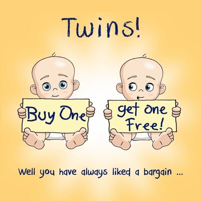 Compre uno y llévese otro gratis - Tarjeta divertida de nuevos gemelos