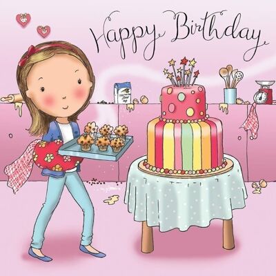 Cakes Happy Birthday Card - Girls Birthday Card