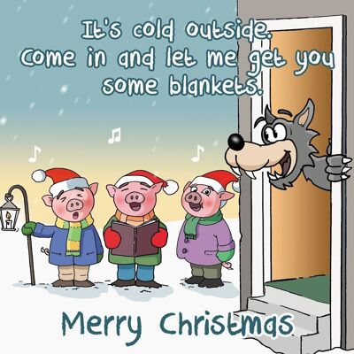 Carol Singing Piggies - Cartolina di Natale divertente