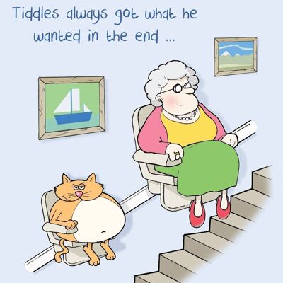 Katzentreppenlift - lustige Katzenkarte