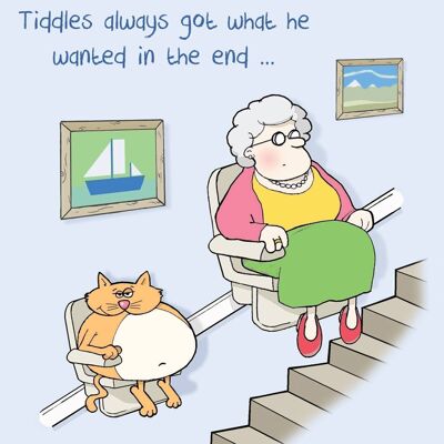 Cat Stairlift - Carte de chat drôle