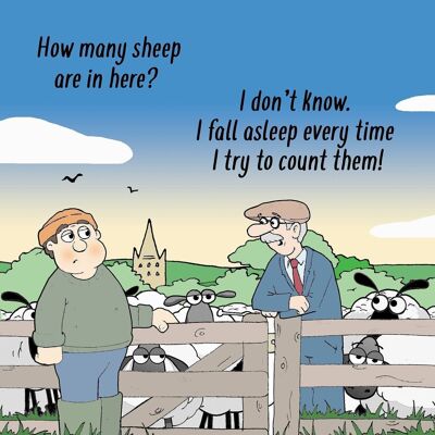 Contando ovejas - Tarjeta de humor