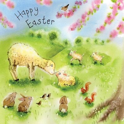 Cute Easter Card - Lambs