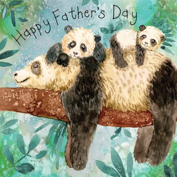 Jolie carte de fête des pères - Pandas