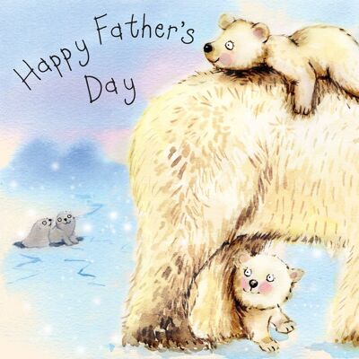 Jolie carte de fête des pères - ours polaires