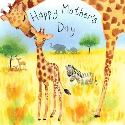 Jolie carte de fête des mères - Girafes