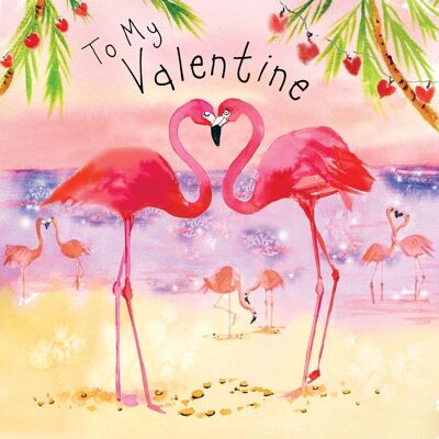 Jolie carte de Saint Valentin - Flamants roses