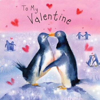Jolie carte de Saint Valentin - Pingouins