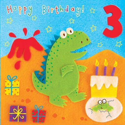 Dinosaur Age 3 Birthday Card - Gender Neutral