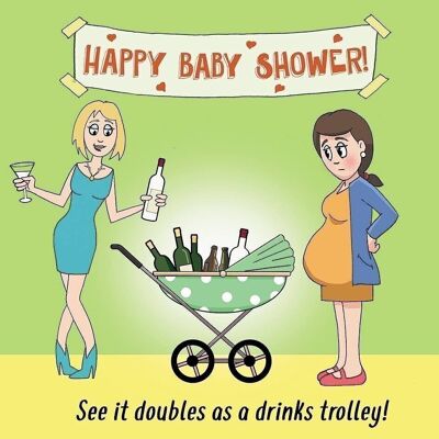 Drinks Trolley - Funny Baby Shower Card