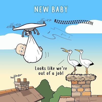 Drone - Tarjeta Divertida Nuevo Bebé