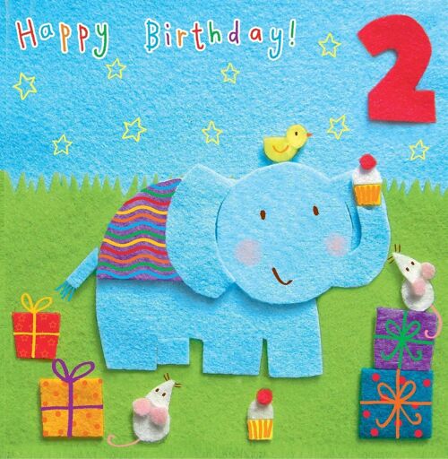 Elephant Age 2 Birthday Card - Gender Neutral (p_mqqvfexcn5)