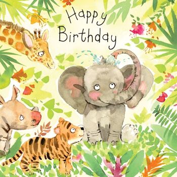 Carte joyeux anniversaire éléphant