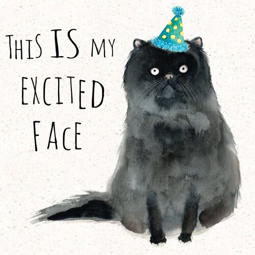 Excited Face - Funny Cat Card