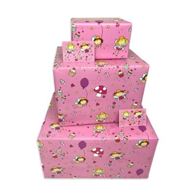 Papier Cadeau Filles - Fées Roses - 25 draps plats