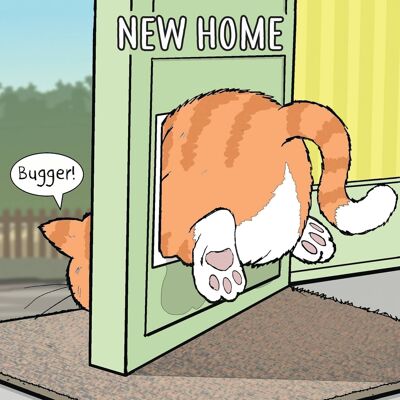 Fette Katze - lustige neue Zuhause-Karte