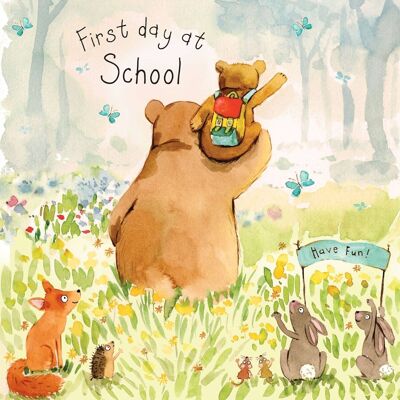 First Day At School Card Bear