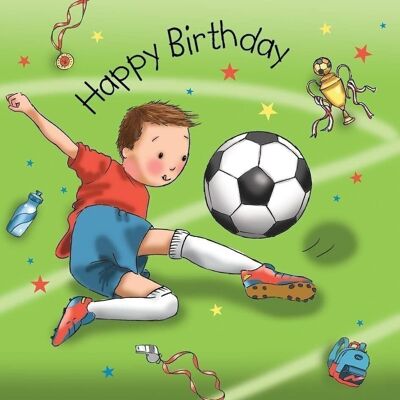 Tarjeta de feliz cumpleaños de fútbol - Tarjeta de cumpleaños para niños