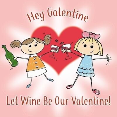 Tarjeta Divertida del Día de Galentines - Vino