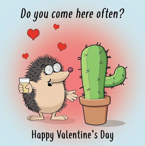 Funny Valentines Day Card - Hedgehog Beer Goggles